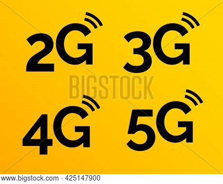 5g Icon, 4g Logo On Blue. 2g Network Vector Technology 3g Icon