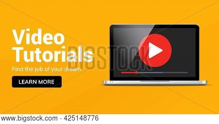 Video Tutorial Online Player Icon. Media Player For Webinar Training Education Tutorial Design Conce