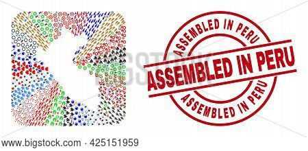 Vector Mosaic Peru Map Of Different Symbols And Assembled In Peru Seal Stamp. Mosaic Peru Map Design