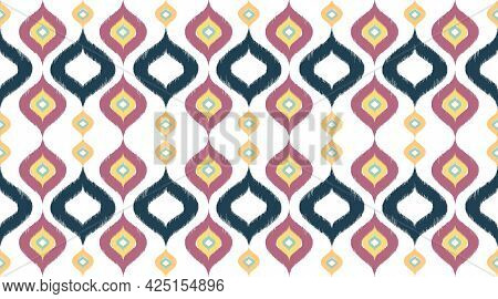 Ikat Textile Pattern And Geomatics Design Red Color Bohemian Fabric Pattern, Design Cloth Of Indian 