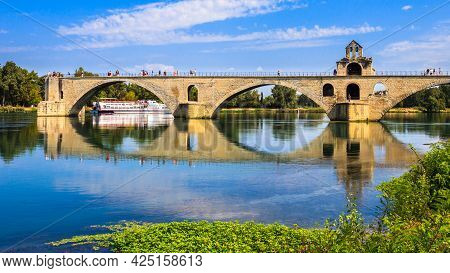 Pont Saint-benezet On The Rhone River In Avignon, France.