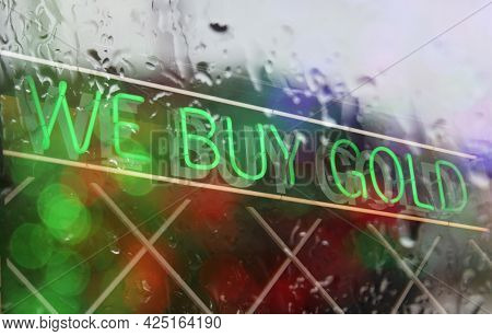 Vintaeg Neon Pawn Shop Signage Green Neon