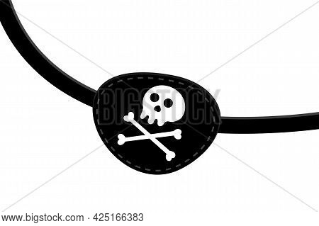 Pirate Eye Patch Icon Sign Flat Style Design Vector Illustration Isolated On White Background. Black