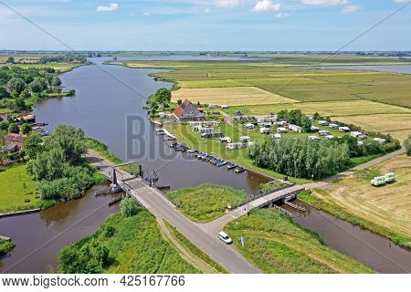Aerial view from the Hegermeer in Friesland the Netherlands