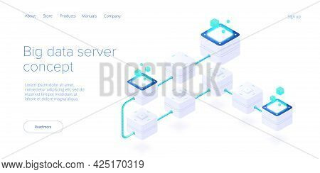 Big Data Technology In Isometric Vector Illustration. Information Storage And Analysis System. Digit