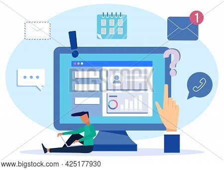 Modern Style Vector Illustration Of A Computer Monitor With Lots Of Internet Notifications. Modern D