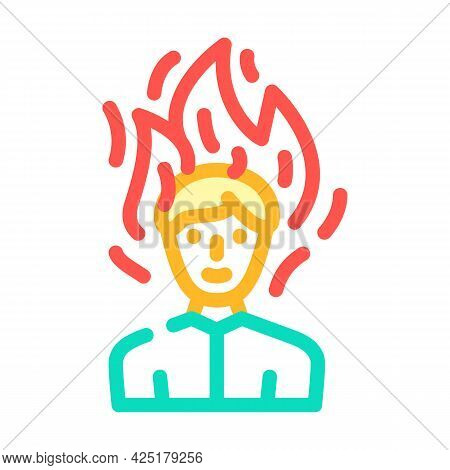 Burning Man After Wasabi Color Icon Vector. Burning Man After Wasabi Sign. Isolated Symbol Illustrat