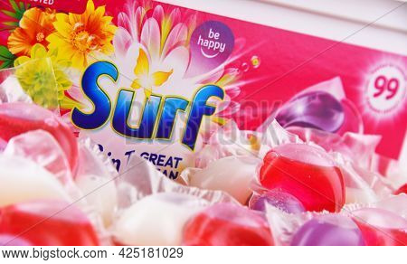 A Box Of Surf Capsule Laundry Detergent Product