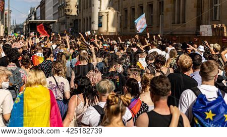 Berlin, Germany - June 26, 2021 - People At The Christopher Streer Day (csd) Demonstration In Berlin