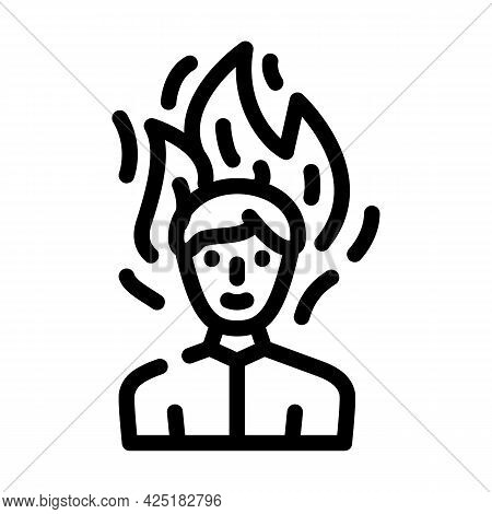 Burning Man After Wasabi Line Icon Vector. Burning Man After Wasabi Sign. Isolated Contour Symbol Bl