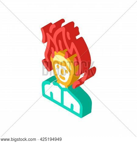 Burning Man After Wasabi Isometric Icon Vector. Burning Man After Wasabi Sign. Isolated Symbol Illus