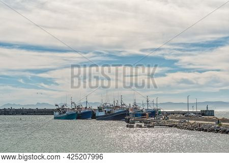 Gansbaai, South Africa - April 12, 2021: View Of The Harbour In Gansbaai In The Western Cape Provinc