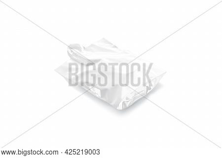Blank White Full Loop Handle Plastic Bag Mockup, Side View, 3d Rendering. Empty Carrier Packaging Wi