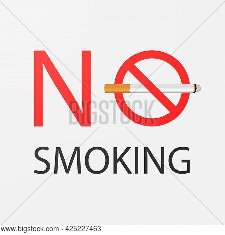 Vector No Smoking Area Sign, Symbol, Label, Web Banner. Realistic 3d Cigarette. Do Not Smoke Here. M