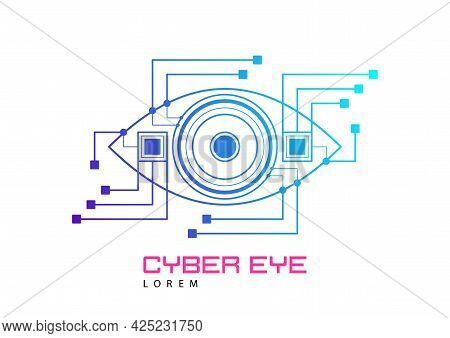 Eye Scanner Logo Set .cyber Eye On A White Background .electronic Nanotechnology .technologies Of Th