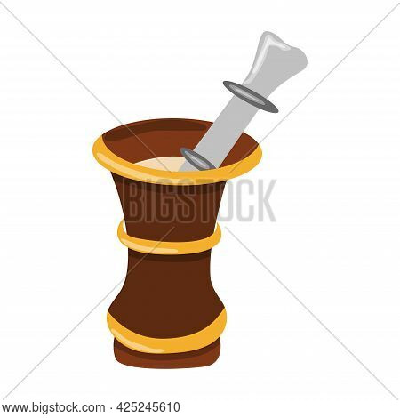 Halloween Mortar. Happy Halloween Holiday. Decoration For Horror Night. Vector Illustration.