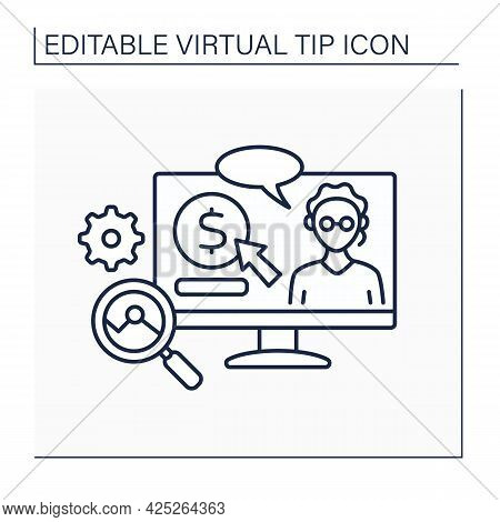 Science Line Icon. Donations In Science And Analysis. Digital Tips For Research And Development In D