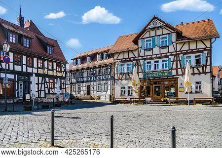 Oberursel, Germany 2021-04-27: Marketplace In Oberursel. Oberursel (taunus), Also Spelled Oberorsche