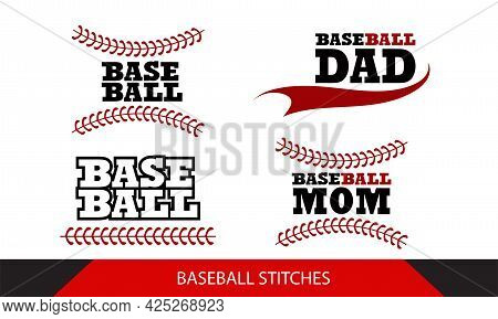 Baseball  Stitches  On A White Background , Baseball Mom Vector Design.