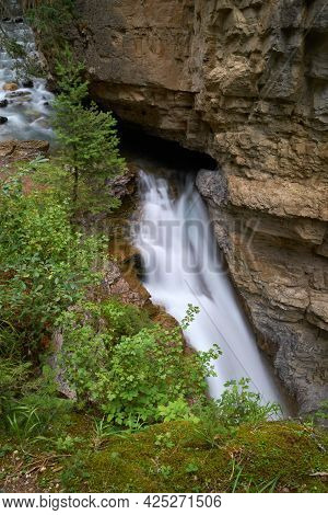 Banff National Park Johnston Canyon Falls. One Of The Many Waterfalls In Johnston Canyon, Banff Nati
