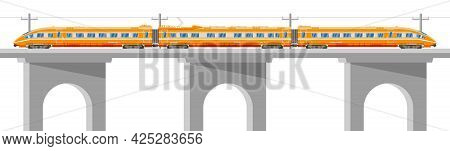 Skytrain Isolated On White. Super Streamlined Train. Passenger Express Railway Locomotive. Monorail 