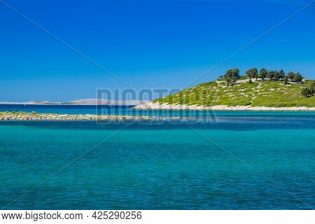 Adriatic Seascape, Beautiful Islands Near Town Of Pakostane In Croatia