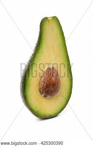 Avocado Whole Fruit And Slices, Isolated On A White Background