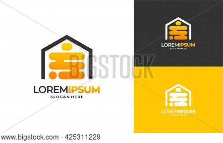 Bee House Logo Designs Concept Vector, Honey House Farm Logo Template Vector Illustration