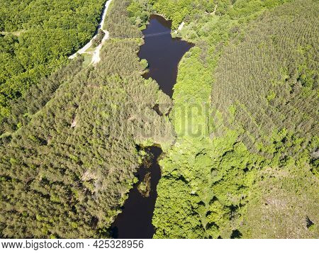 Aerial View Of Sua Gabra Lakes At Lozenska Mountain, Sofia Region, Bulgaria