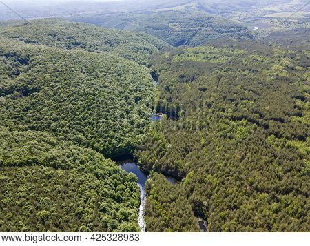 Aerial View Of Sua Gabra Lakes At Lozenska Mountain, Sofia Region, Bulgaria