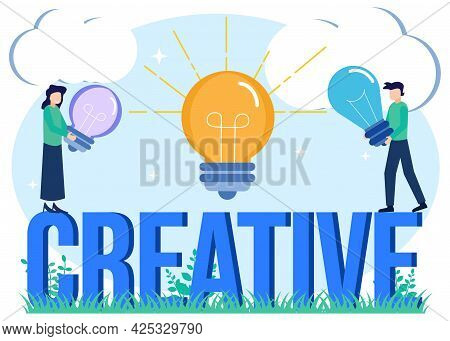 Innovative Light Bulb Flat Style Vector Illustration On Creative Idea Concept. Project Development W