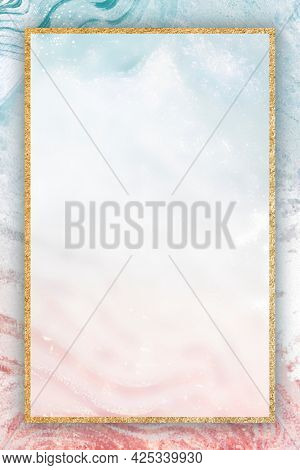 Gold frame on Neo Memphis social background mockup