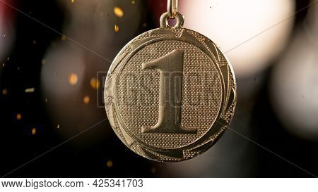 Winners Champion concept with gold medal.