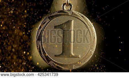Winners Champion concept with gold medal.