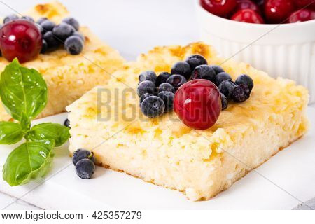 Cottage Cheese Casserole With Berries. Сurd Pie.