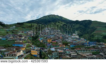 Aerial View Of The Nepal Van Java Is A Rural Tour On The Slopes Of Mount Sumbing, The Beauty Of Buil
