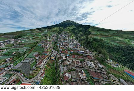 Aerial View Of The Nepal Van Java Is A Rural Tour On The Slopes Of Mount Sumbing, The Beauty Of Buil