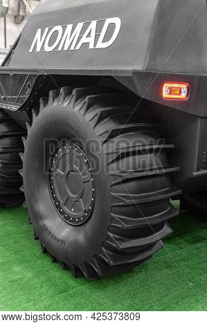 Wheeled All-terrain Vehicle. Large Tires On The Nomad All-terrain Vehicle At Arms And Security - 202