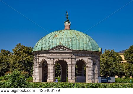 Munich, Germany - Jul 27, 2020: Hofgarten Park With Dianatempel In Munich. The Diana Pavilion And Th