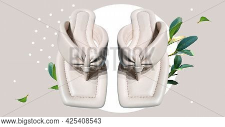 Elegant Fashionable Summer Quilted Flat Sandals. Quilted Straps With Toe Divider. Stylish Women's Sa