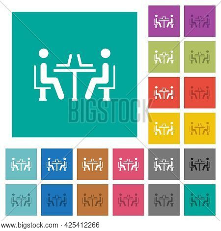 Internet Cafe Multi Colored Flat Icons On Plain Square Backgrounds. Included White And Darker Icon V