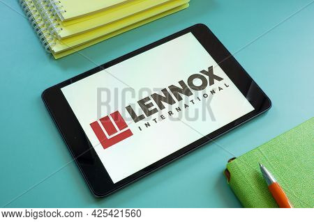 Kyiv, Ukraine - June 30, 2021. Logo Of Lennox International Displays On The Tablet. Editorial.