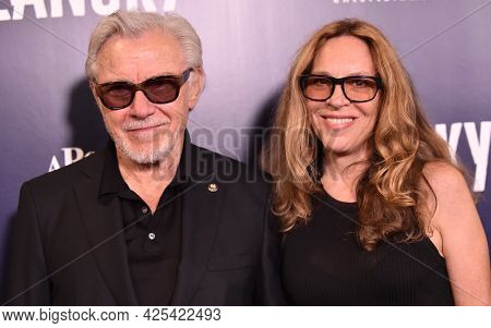 LOS ANGELES - JUN 21: Harvey Keitel and Daphna Kastner arrives for the âLanskyâ Hollywood Premiere on June 21, 2021 in Los Angeles, CA                
