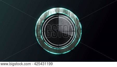 Image of digital interface countdown waiting circle loading on black background. technology, computing and digital interface concept digitally generated image.