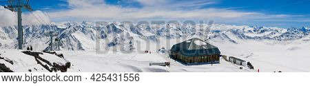 Panoramic View Of The Caucasus Mountains From Cheget, Height 3050 Meters, Kabardino-balkaria, Russia
