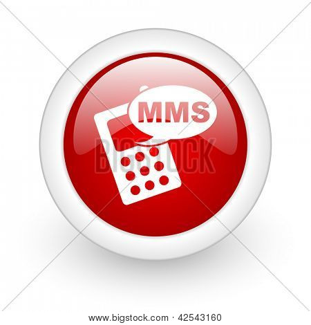 mms ไอคอนเว็บมันวงกลมสีแดงบนพื้นหลังสีขาว