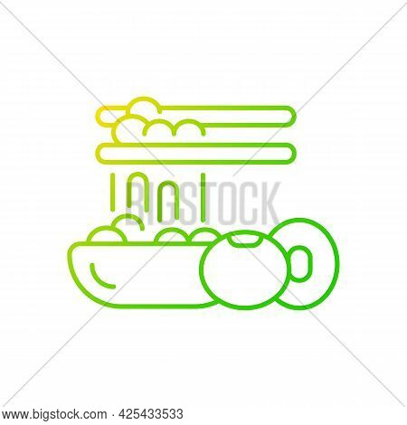 Natto Gradient Linear Vector Icon. Traditional Sticky Meals Preparing. Fermented Soybeans. Vegeteria