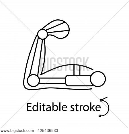Muscular Arm With Exoskeleton Outline Icon. Cyberpunk Idea. High Tech Technology. Future With Robot 