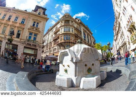 Belgrade, Serbia - September 25, 2019: Delijska Cesma Fountain Built On Knez Mihailova Street