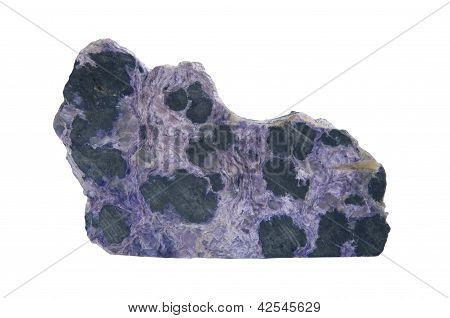 Crystal Charoite su sfondo bianco
